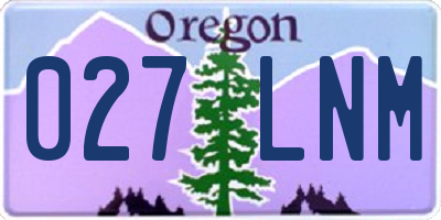 OR license plate 027LNM