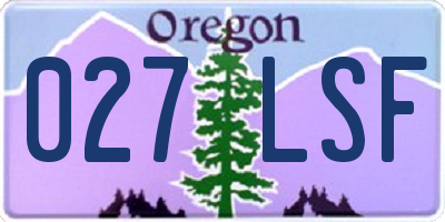 OR license plate 027LSF