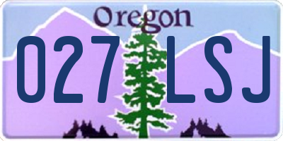 OR license plate 027LSJ