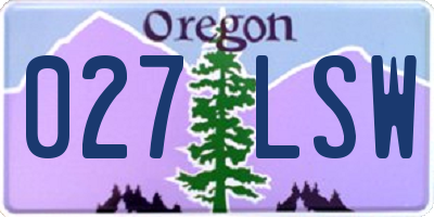 OR license plate 027LSW