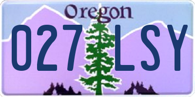 OR license plate 027LSY