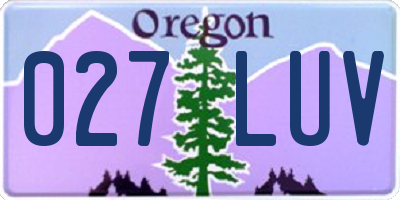 OR license plate 027LUV