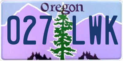 OR license plate 027LWK