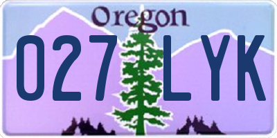 OR license plate 027LYK