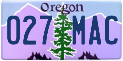 OR license plate 027MAC