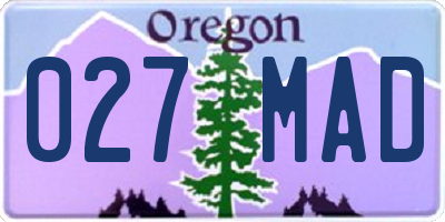 OR license plate 027MAD