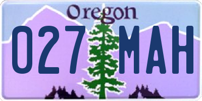 OR license plate 027MAH