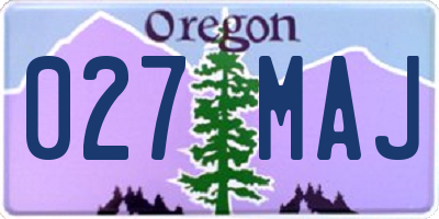 OR license plate 027MAJ