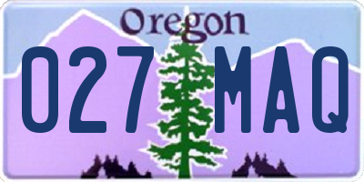 OR license plate 027MAQ