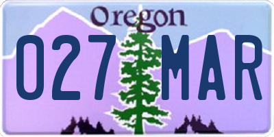 OR license plate 027MAR