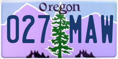 OR license plate 027MAW