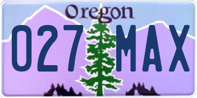 OR license plate 027MAX