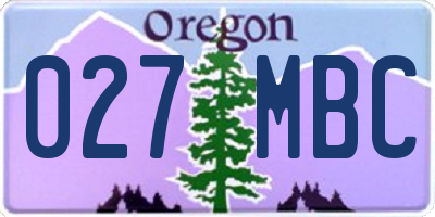 OR license plate 027MBC