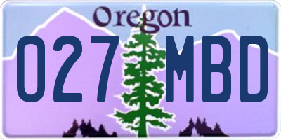 OR license plate 027MBD
