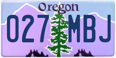 OR license plate 027MBJ