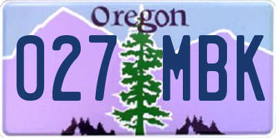 OR license plate 027MBK