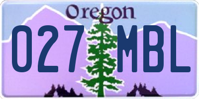 OR license plate 027MBL