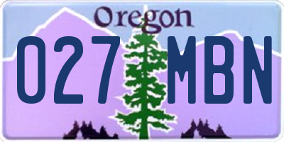 OR license plate 027MBN