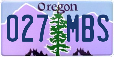 OR license plate 027MBS
