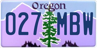 OR license plate 027MBW