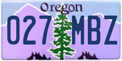 OR license plate 027MBZ
