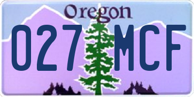 OR license plate 027MCF