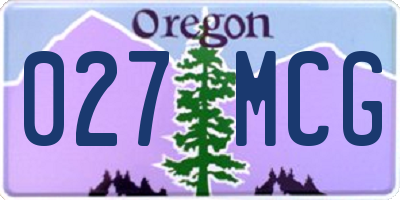 OR license plate 027MCG