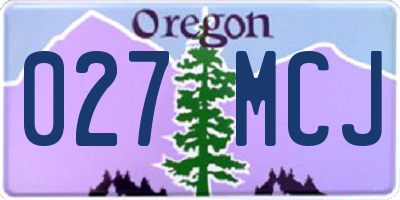 OR license plate 027MCJ