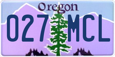 OR license plate 027MCL