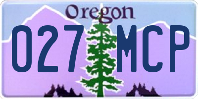 OR license plate 027MCP