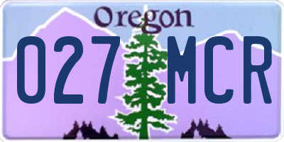 OR license plate 027MCR