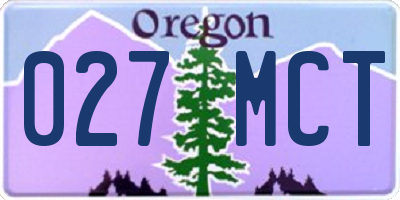 OR license plate 027MCT
