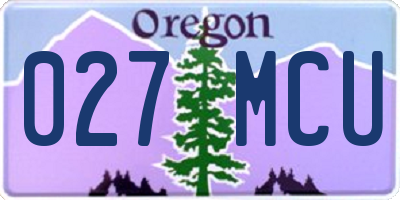 OR license plate 027MCU