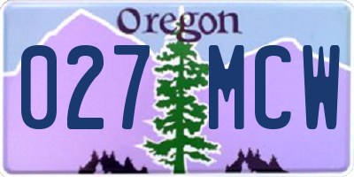 OR license plate 027MCW