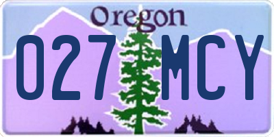 OR license plate 027MCY