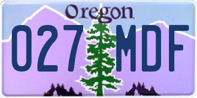 OR license plate 027MDF