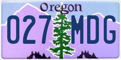 OR license plate 027MDG