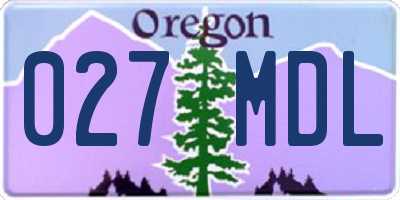 OR license plate 027MDL