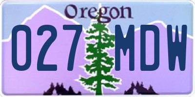 OR license plate 027MDW