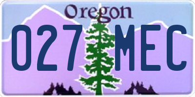 OR license plate 027MEC