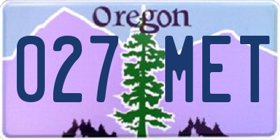 OR license plate 027MET