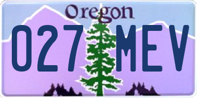 OR license plate 027MEV