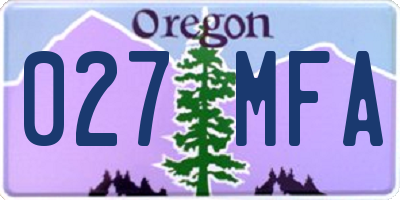 OR license plate 027MFA