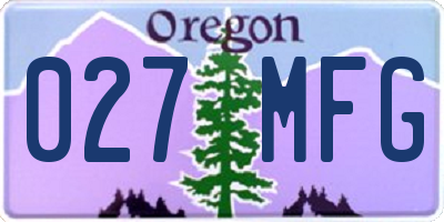 OR license plate 027MFG