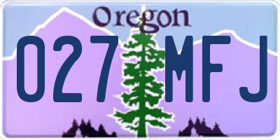 OR license plate 027MFJ