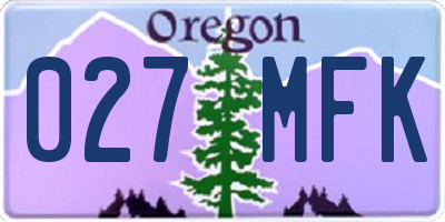 OR license plate 027MFK