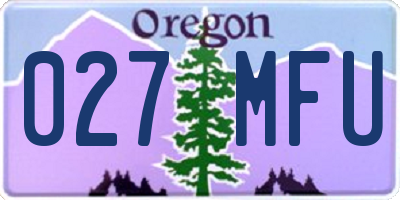 OR license plate 027MFU
