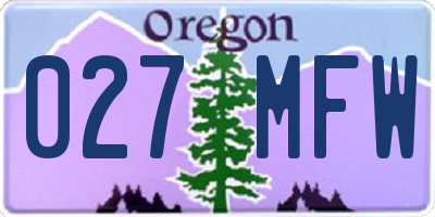 OR license plate 027MFW