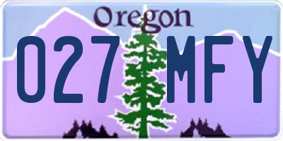 OR license plate 027MFY