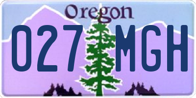 OR license plate 027MGH